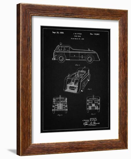 PP128- Vintage Black Firetruck 1939 Patent Poster-Cole Borders-Framed Giclee Print