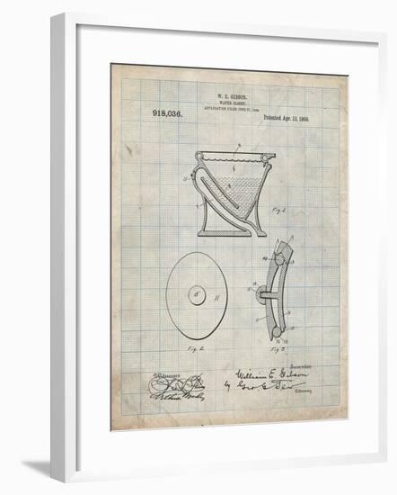 PP129- Antique Grid Parchment Siphoning Water Closet 1909 Patent Poster-Cole Borders-Framed Giclee Print