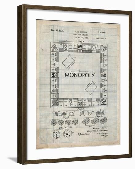 PP131- Antique Grid Parchment Monopoly Patent Poster-Cole Borders-Framed Giclee Print