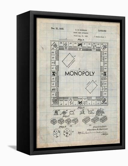 PP131- Antique Grid Parchment Monopoly Patent Poster-Cole Borders-Framed Premier Image Canvas