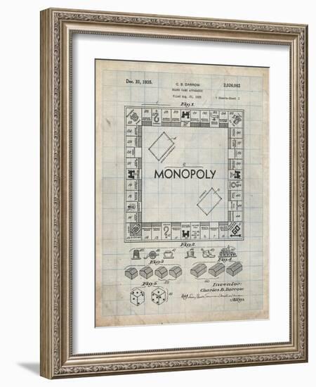 PP131- Antique Grid Parchment Monopoly Patent Poster-Cole Borders-Framed Giclee Print