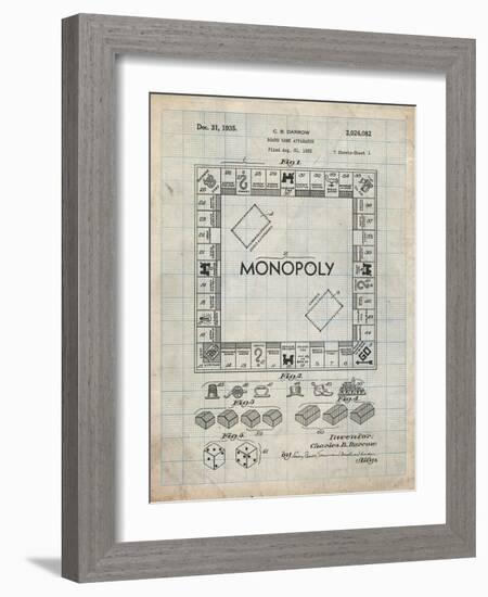 PP131- Antique Grid Parchment Monopoly Patent Poster-Cole Borders-Framed Giclee Print