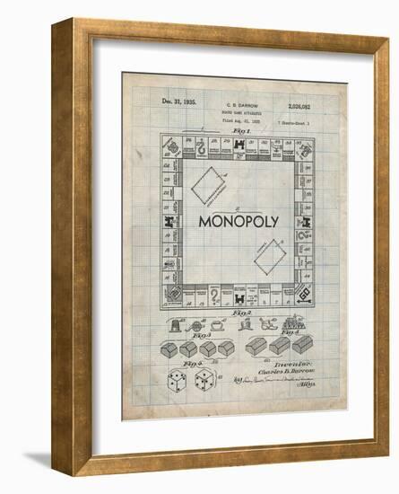 PP131- Antique Grid Parchment Monopoly Patent Poster-Cole Borders-Framed Giclee Print