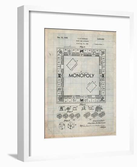 PP131- Antique Grid Parchment Monopoly Patent Poster-Cole Borders-Framed Giclee Print