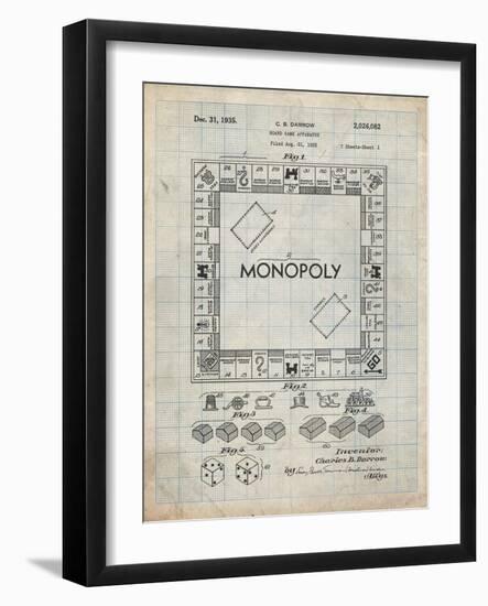 PP131- Antique Grid Parchment Monopoly Patent Poster-Cole Borders-Framed Giclee Print