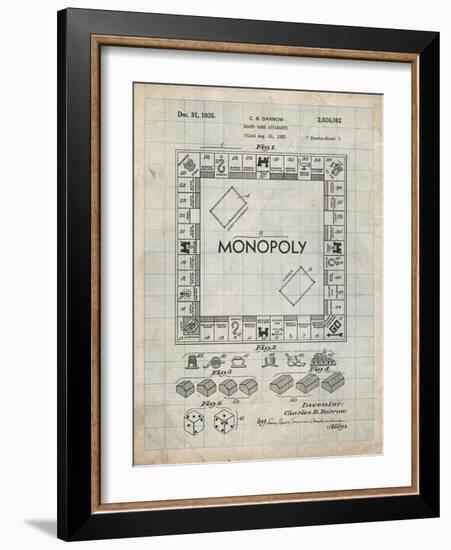 PP131- Antique Grid Parchment Monopoly Patent Poster-Cole Borders-Framed Giclee Print