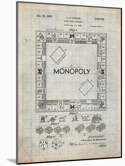PP131- Antique Grid Parchment Monopoly Patent Poster-Cole Borders-Mounted Giclee Print