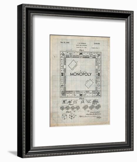 PP131- Antique Grid Parchment Monopoly Patent Poster-Cole Borders-Framed Giclee Print