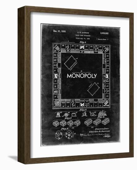 PP131- Black Grunge Monopoly Patent Poster-Cole Borders-Framed Giclee Print