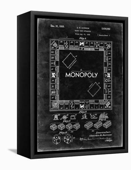 PP131- Black Grunge Monopoly Patent Poster-Cole Borders-Framed Premier Image Canvas