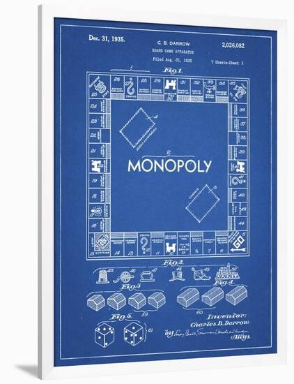 PP131- Blueprint Monopoly Patent Poster-Cole Borders-Framed Giclee Print