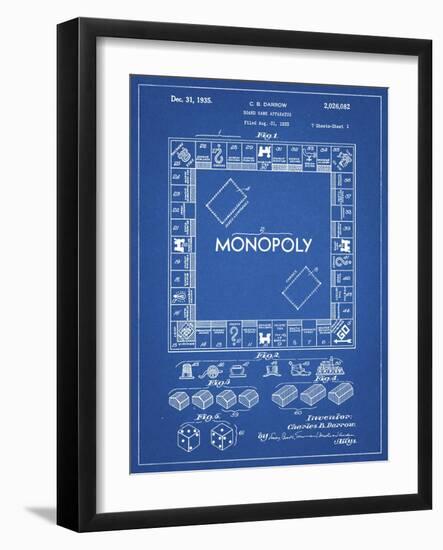 PP131- Blueprint Monopoly Patent Poster-Cole Borders-Framed Giclee Print