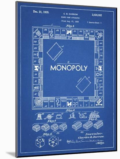 PP131- Blueprint Monopoly Patent Poster-Cole Borders-Mounted Giclee Print