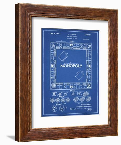 PP131- Blueprint Monopoly Patent Poster-Cole Borders-Framed Giclee Print