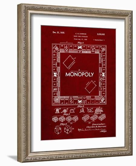 PP131- Burgundy Monopoly Patent Poster-Cole Borders-Framed Giclee Print