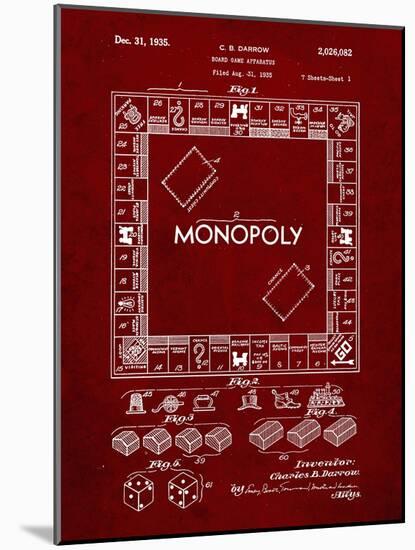 PP131- Burgundy Monopoly Patent Poster-Cole Borders-Mounted Giclee Print