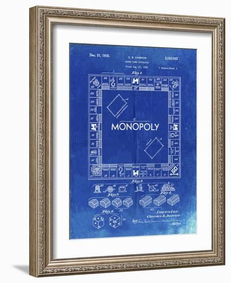 PP131- Faded Blueprint Monopoly Patent Poster-Cole Borders-Framed Giclee Print