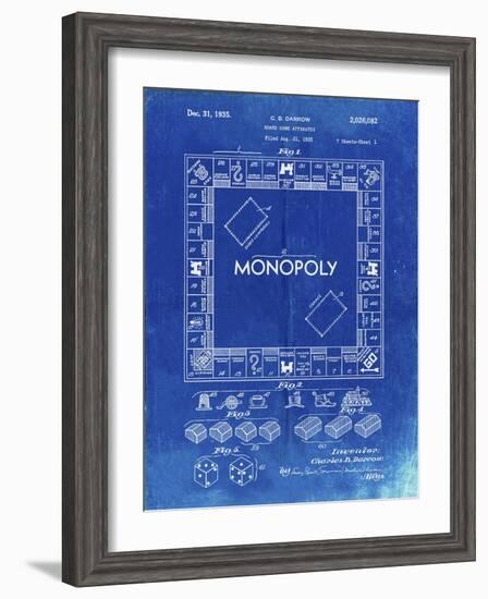 PP131- Faded Blueprint Monopoly Patent Poster-Cole Borders-Framed Giclee Print