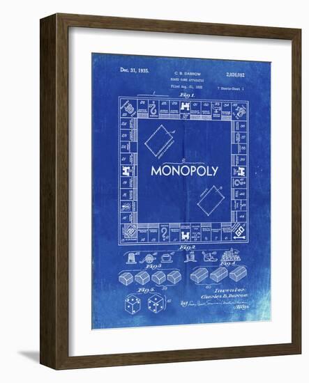 PP131- Faded Blueprint Monopoly Patent Poster-Cole Borders-Framed Giclee Print