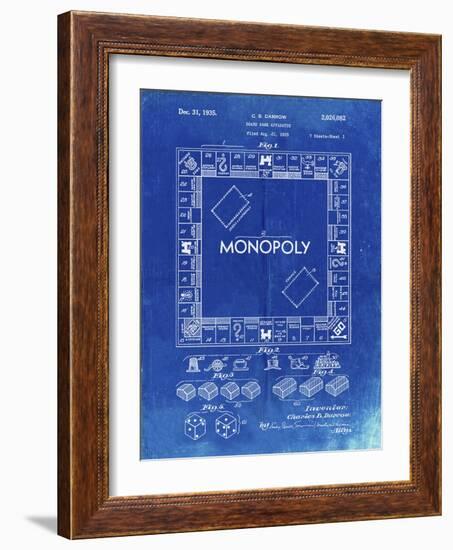 PP131- Faded Blueprint Monopoly Patent Poster-Cole Borders-Framed Giclee Print