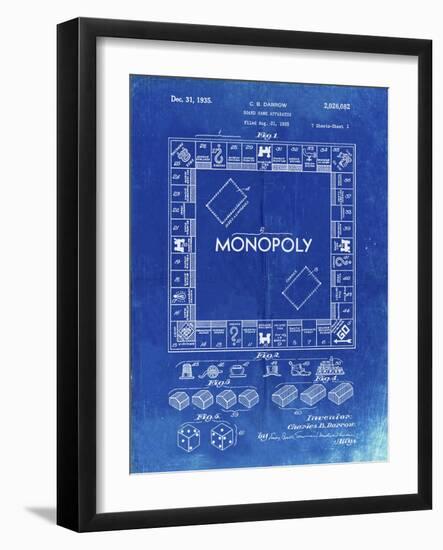 PP131- Faded Blueprint Monopoly Patent Poster-Cole Borders-Framed Giclee Print