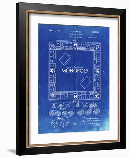 PP131- Faded Blueprint Monopoly Patent Poster-Cole Borders-Framed Giclee Print