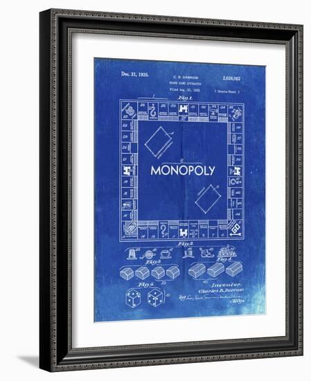 PP131- Faded Blueprint Monopoly Patent Poster-Cole Borders-Framed Giclee Print