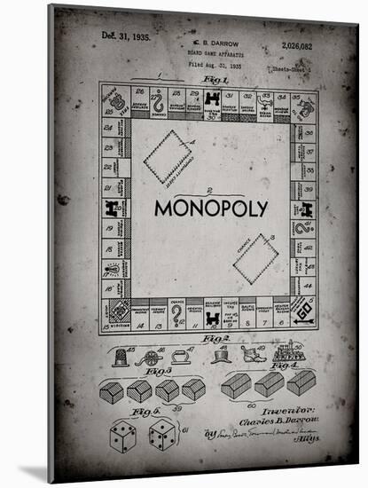 PP131- Faded Grey Monopoly Patent Poster-Cole Borders-Mounted Giclee Print