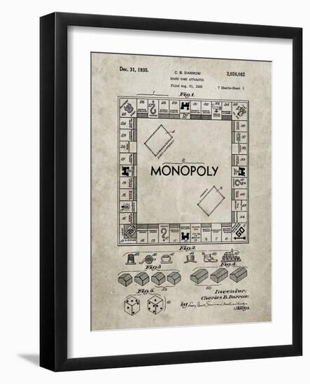 PP131- Sandstone Monopoly Patent Poster-Cole Borders-Framed Giclee Print