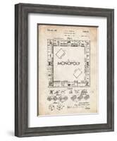 PP131- Vintage Parchment Monopoly Patent Poster-Cole Borders-Framed Giclee Print