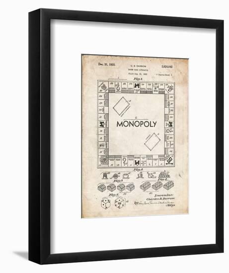 PP131- Vintage Parchment Monopoly Patent Poster-Cole Borders-Framed Giclee Print