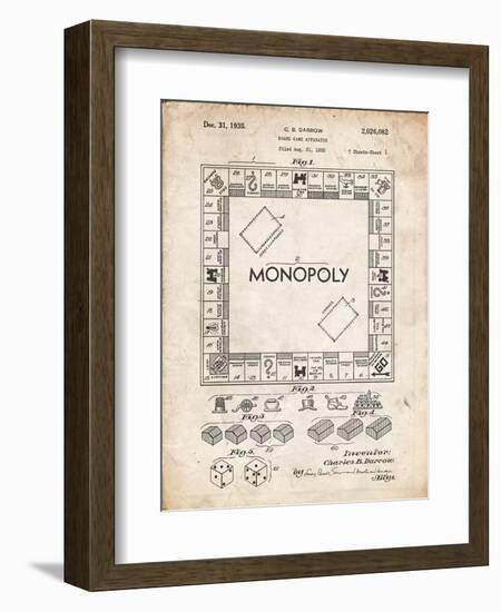 PP131- Vintage Parchment Monopoly Patent Poster-Cole Borders-Framed Giclee Print