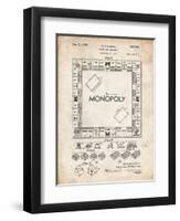 PP131- Vintage Parchment Monopoly Patent Poster-Cole Borders-Framed Giclee Print