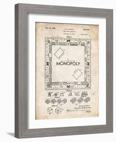 PP131- Vintage Parchment Monopoly Patent Poster-Cole Borders-Framed Giclee Print