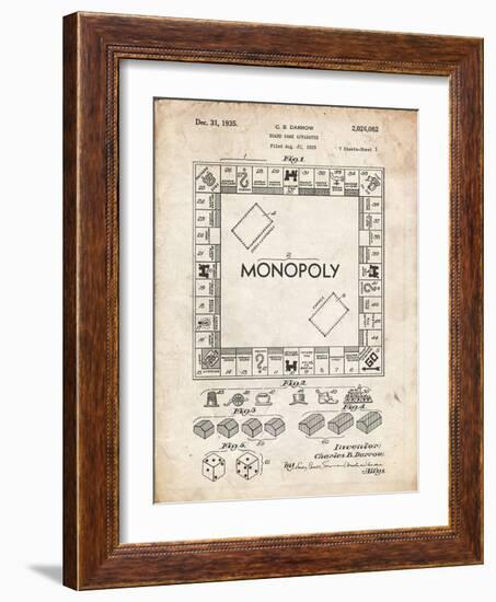 PP131- Vintage Parchment Monopoly Patent Poster-Cole Borders-Framed Giclee Print