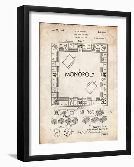 PP131- Vintage Parchment Monopoly Patent Poster-Cole Borders-Framed Giclee Print