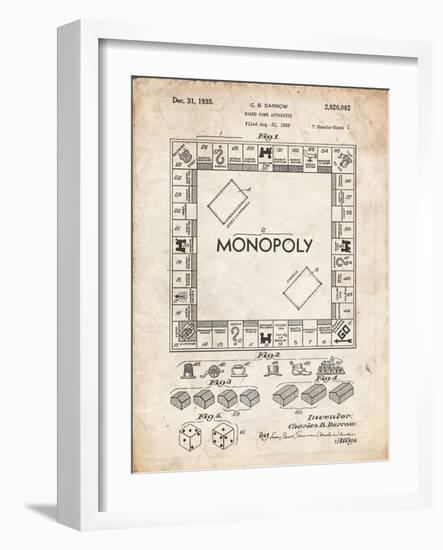 PP131- Vintage Parchment Monopoly Patent Poster-Cole Borders-Framed Giclee Print