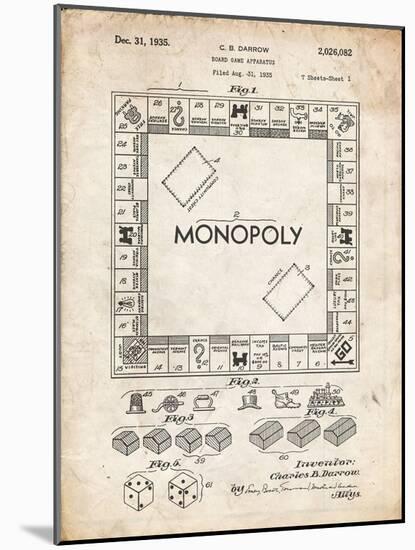 PP131- Vintage Parchment Monopoly Patent Poster-Cole Borders-Mounted Giclee Print