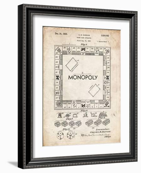 PP131- Vintage Parchment Monopoly Patent Poster-Cole Borders-Framed Giclee Print