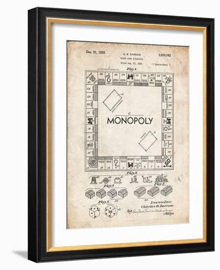 PP131- Vintage Parchment Monopoly Patent Poster-Cole Borders-Framed Giclee Print