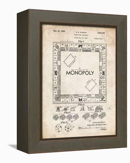 PP131- Vintage Parchment Monopoly Patent Poster-Cole Borders-Framed Premier Image Canvas