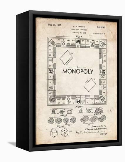 PP131- Vintage Parchment Monopoly Patent Poster-Cole Borders-Framed Premier Image Canvas