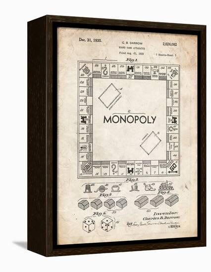 PP131- Vintage Parchment Monopoly Patent Poster-Cole Borders-Framed Premier Image Canvas