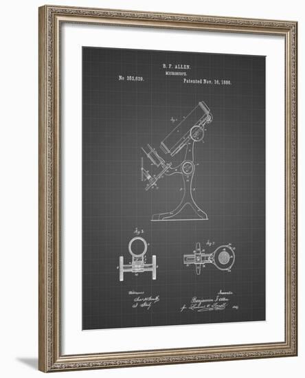 PP132- Black Grid Antique Microscope Patent Poster-Cole Borders-Framed Giclee Print