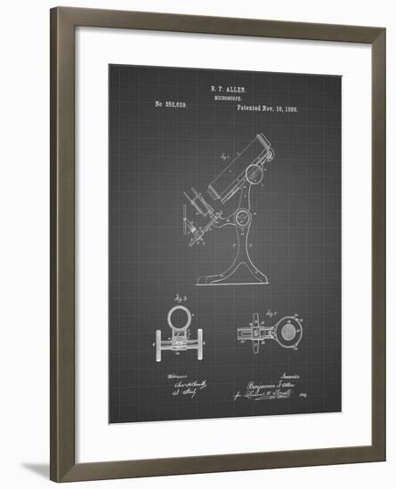 PP132- Black Grid Antique Microscope Patent Poster-Cole Borders-Framed Giclee Print