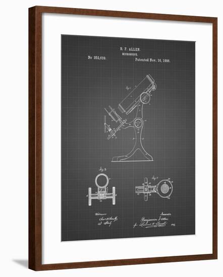 PP132- Black Grid Antique Microscope Patent Poster-Cole Borders-Framed Giclee Print