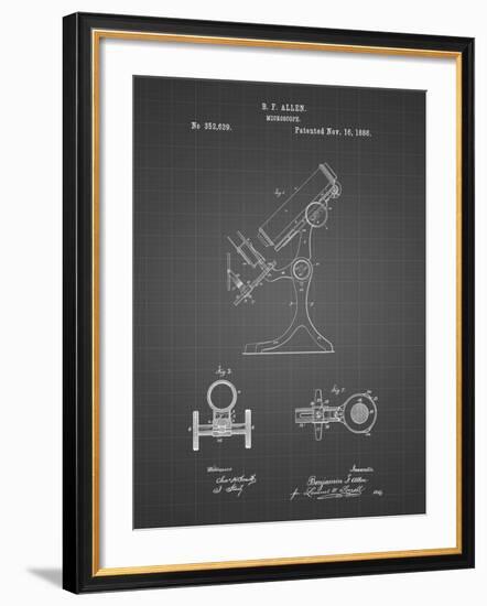 PP132- Black Grid Antique Microscope Patent Poster-Cole Borders-Framed Giclee Print