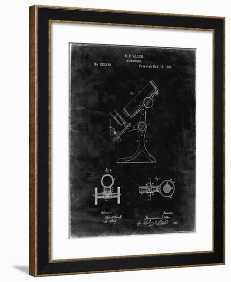 PP132- Black Grunge Antique Microscope Patent Poster-Cole Borders-Framed Giclee Print