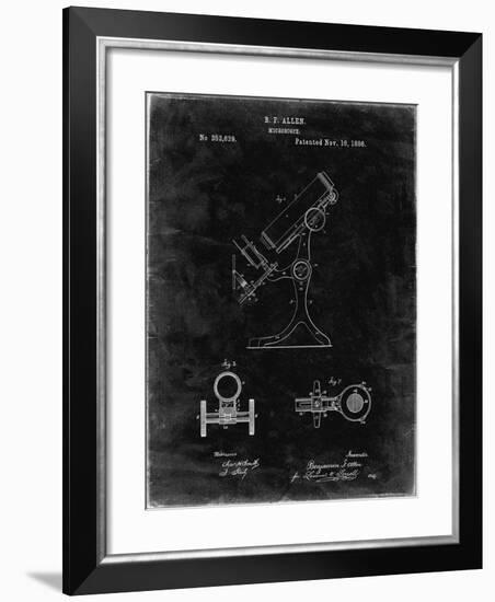 PP132- Black Grunge Antique Microscope Patent Poster-Cole Borders-Framed Giclee Print