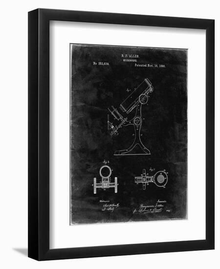 PP132- Black Grunge Antique Microscope Patent Poster-Cole Borders-Framed Giclee Print